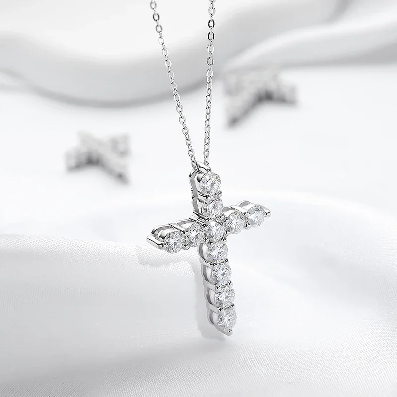 Smyoue Rhodium Plated 2.5-5mm Full Moissanite Necklace 2025 for Women new Sterling Sier Jewelry Party Pendant Top Quality