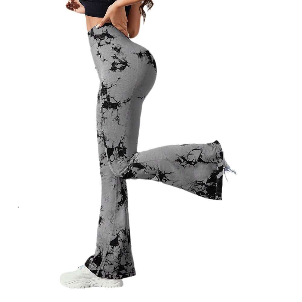 Tie Dyed Yoga Women's Wide Feet Flare Sports Leisure Fiess Running Bottom Long Pants