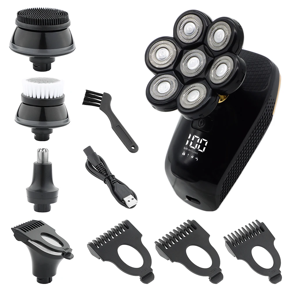 Bald Head Shaver 5 in 1 Multifunctional Electric new Razor Head Shaving for Bald Men LED Display Cleansing Brush Nose 2025 Hair trimmer