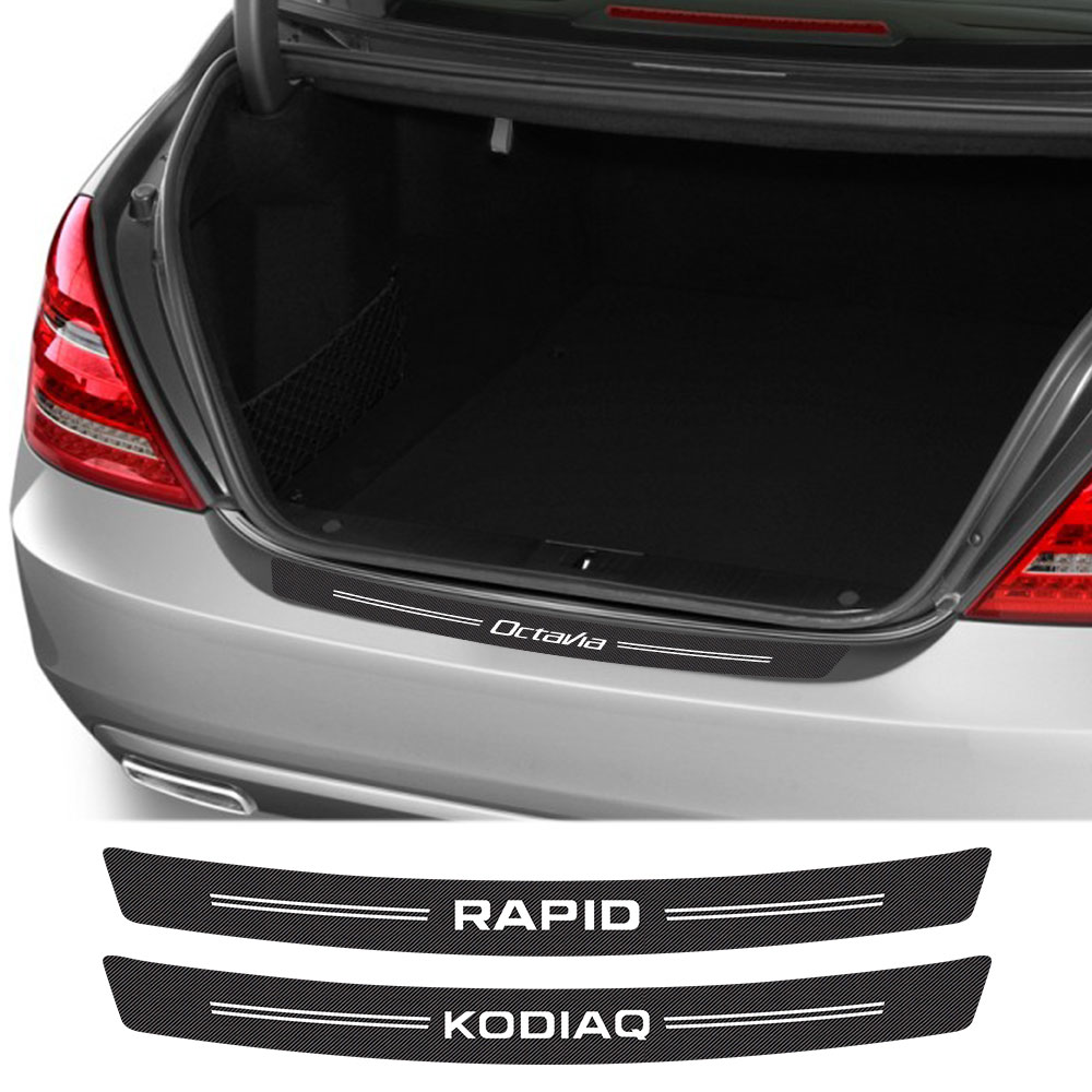 Car Rear Bumper Trunk Guard Stickers Car Decal Accessories For Skoda Octavia 2 3 A7 Fabia Rapid Superb Scala Kamiq Karoq