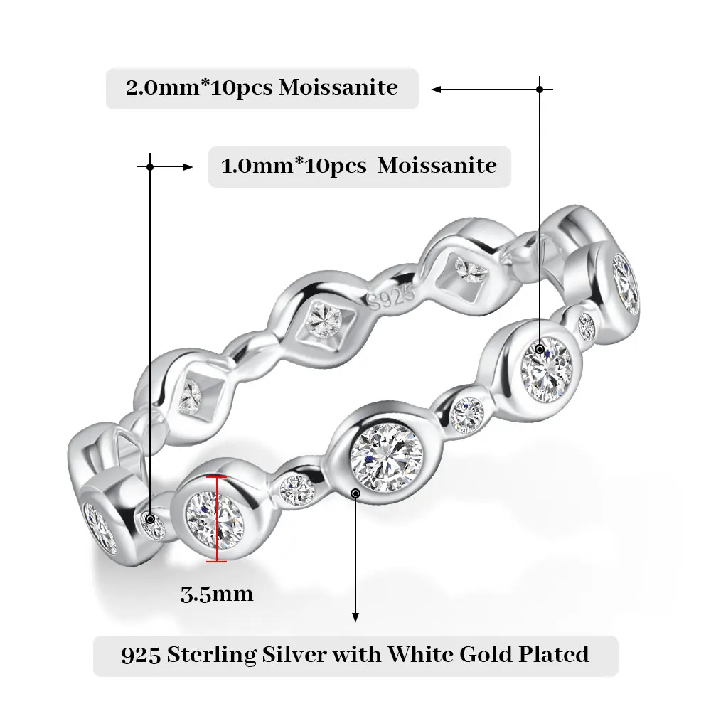 M-JA Moissanite Ring Original new Sterling 2025 Sier 0.39ct D Color Eternity Wedding Band for Women Couple Promise Rings Jewelry