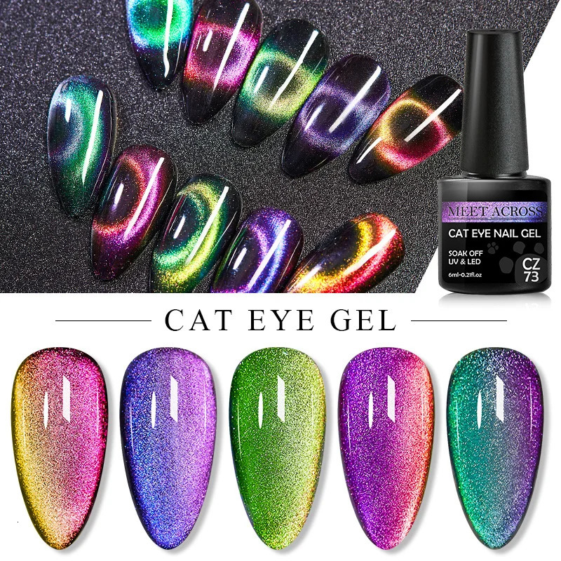 Cat Eyes Magnetic Nail Gel Polish Set With Magnetic Stick Spar Cat Starry Shining Chameleon Laser Cat Eye Hybrid Varnishes 240321