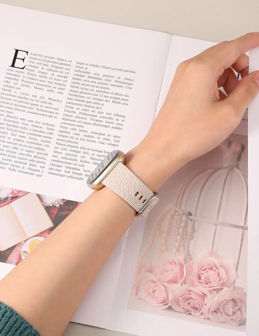 Toyouths Floral Engraved Band for Fitbit Sense 2/Versa 4/Versa 3/Sense Soft Silicone Sport Solo Loop 2025 new Strap for Women Men