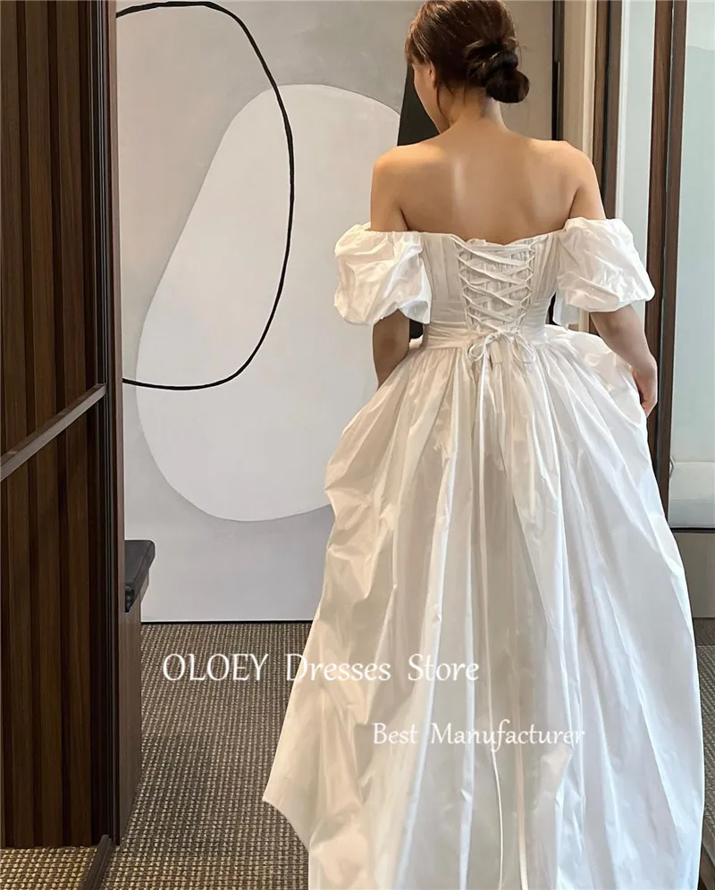 OLOEY Modest Simple Wedding Dresses Off Shoulder Sweetheart Belt Korean Bridal Gowns Robe de mariage Formal Party Dress