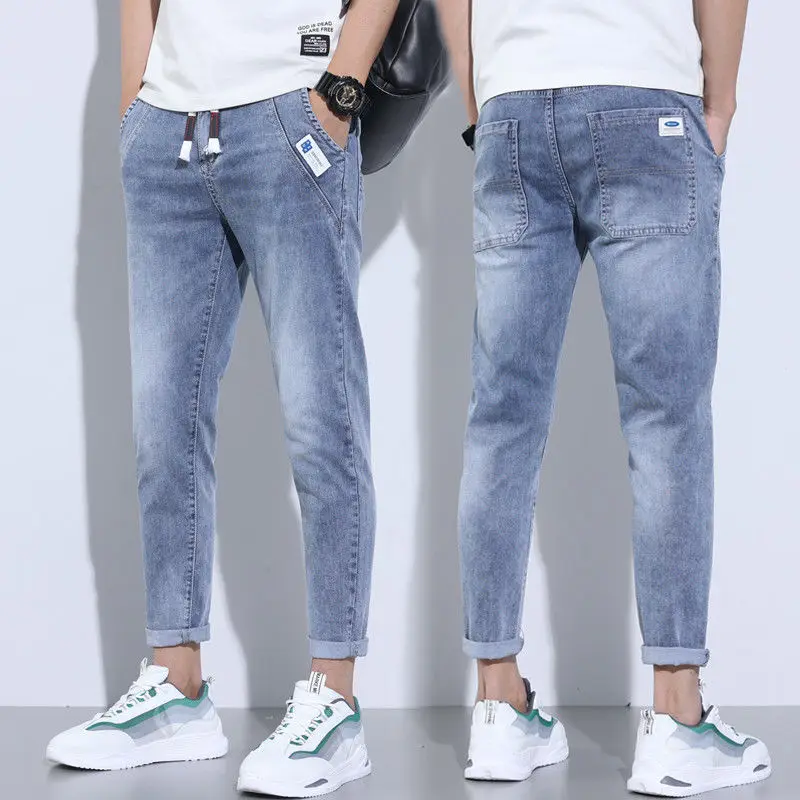 Summer Drawstring new Baggy 2025 Blue Boyfriend Haruku Casual Hip Hop Male Cargo Denim Stylish Designer Jogger Cowboy Haren Jeans Pants