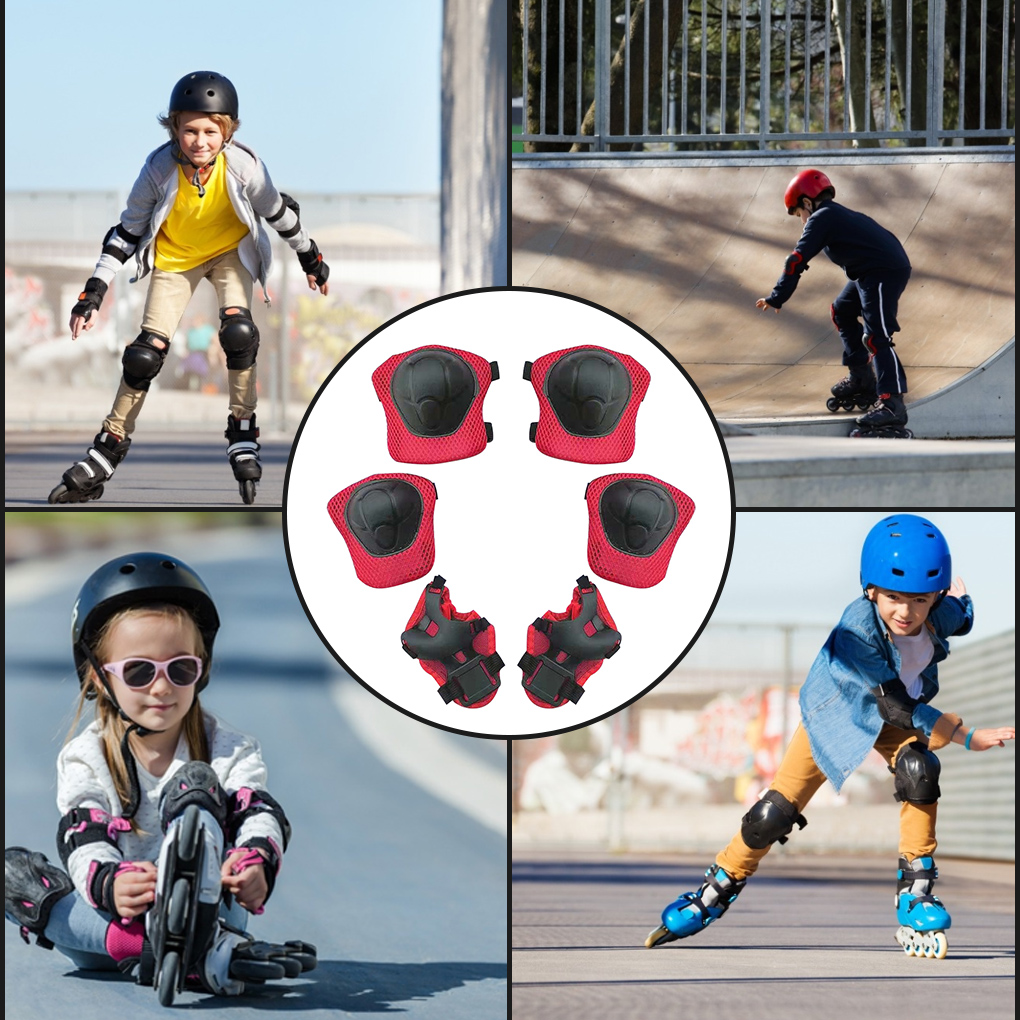 new 6 Pieces Children Bike Protective Gear Kids Knee 2025 Elbow Wrist Pads Skateboard Protector for Outdoor Cycling Blue