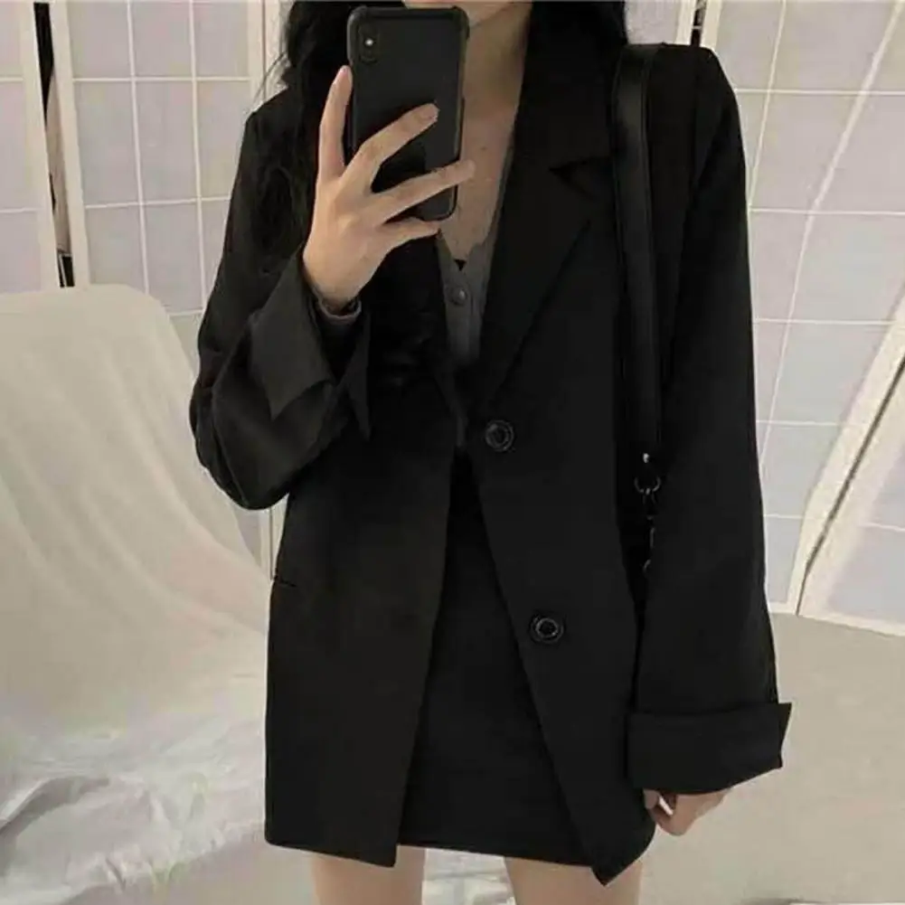 Women Blazer Turn-Down Collar Single Breasted All Match Lady Girl Casual Black Blazer new Suit Jacket Coat 2025 Daily Wear