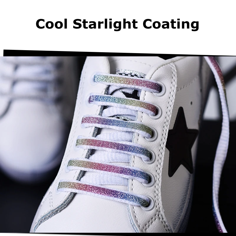 1Pair Semicircle Reflective 2025 Shoelaces Luminous Sneakers Shoelace Laser sequin Shoe laces Fluorescent Laces new Shoes 100/120/140cm