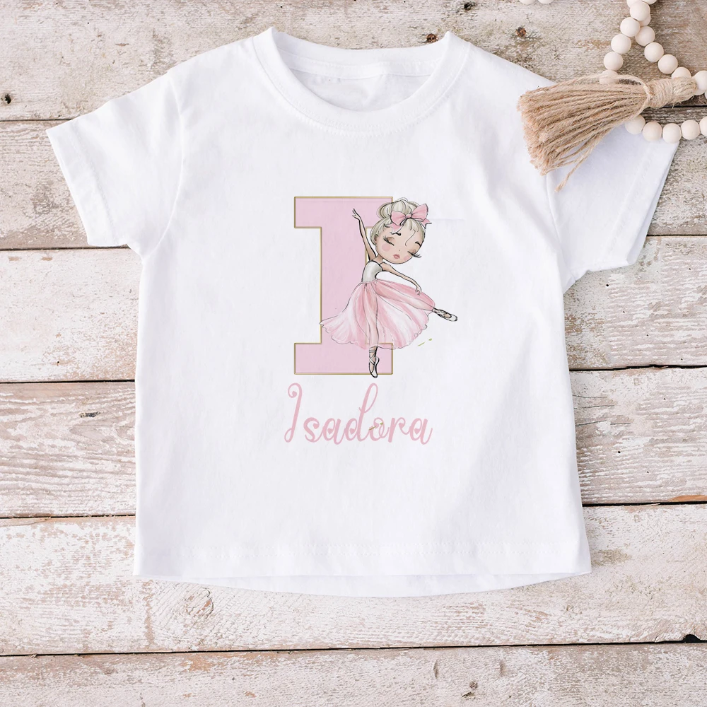new Girls Personalised Ballerina Printed T-shirt Custom Name Ballet Shirt Personalized Gift for Dancer Toddlers 2025 Tee Clothes