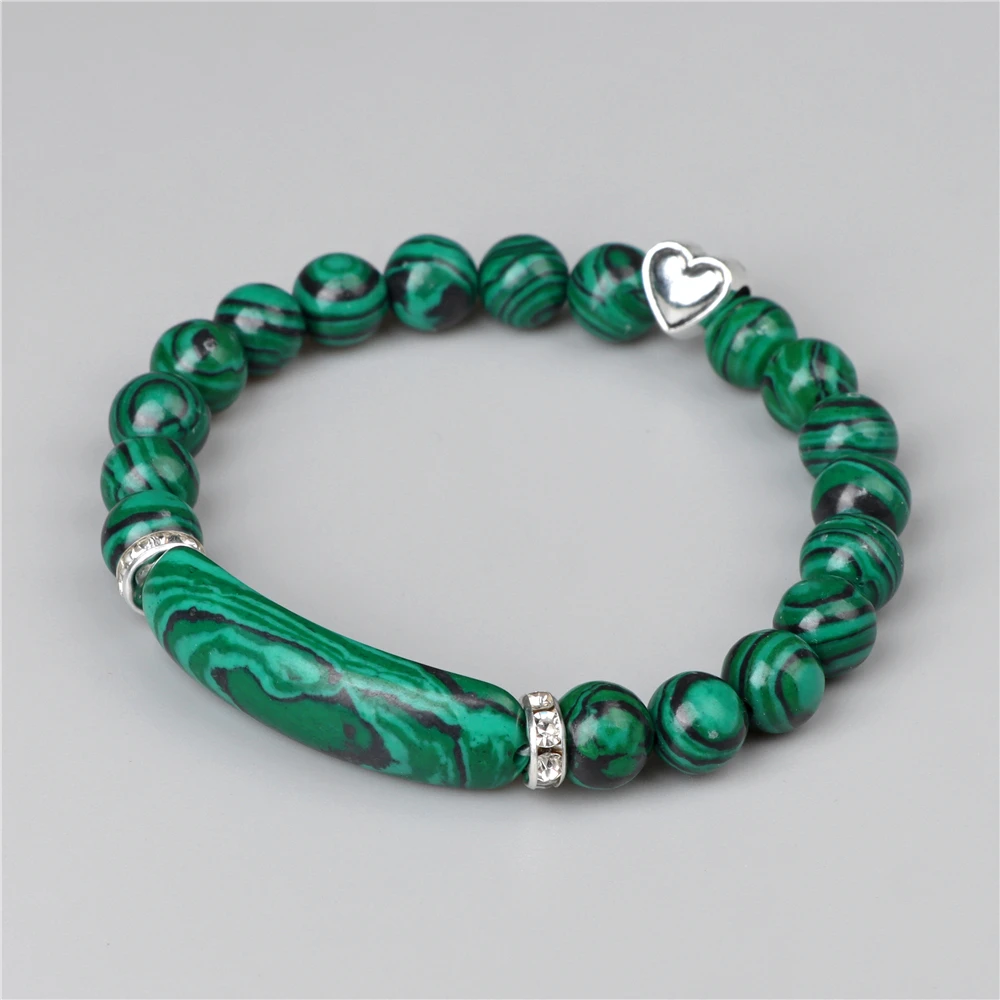 New Natural Stone 2025 Strand Beads Bracelet Amethyst Tiger Eye Malachite new Bangles Rectangle Bar Charm Reiki Bracelets for Men Women