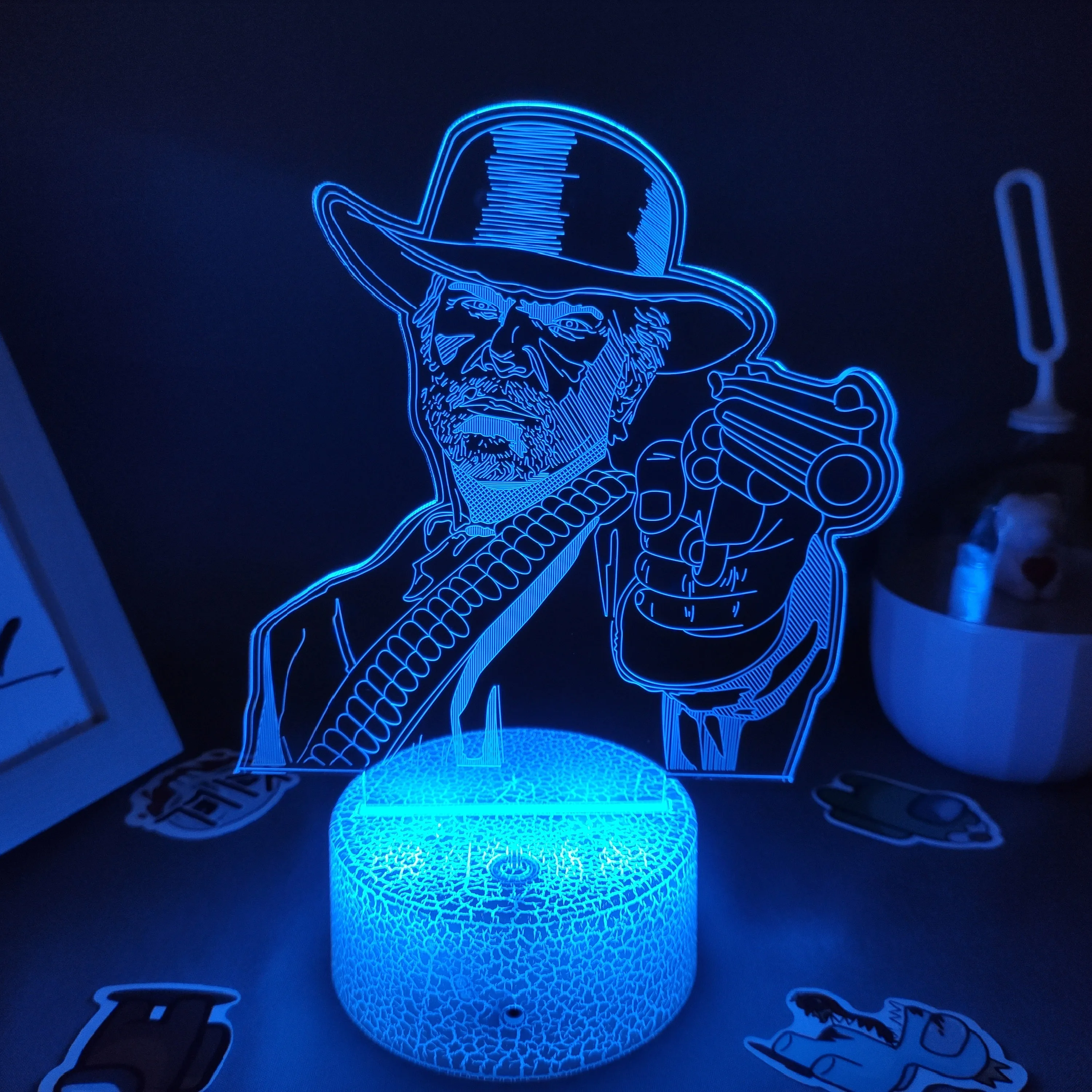 Red Dead Redemptions 2 Game Figure Arthur Morgan Lamp Led RGB Night Light Cool Gift Friend Gaming Room Table Colorful Decoration