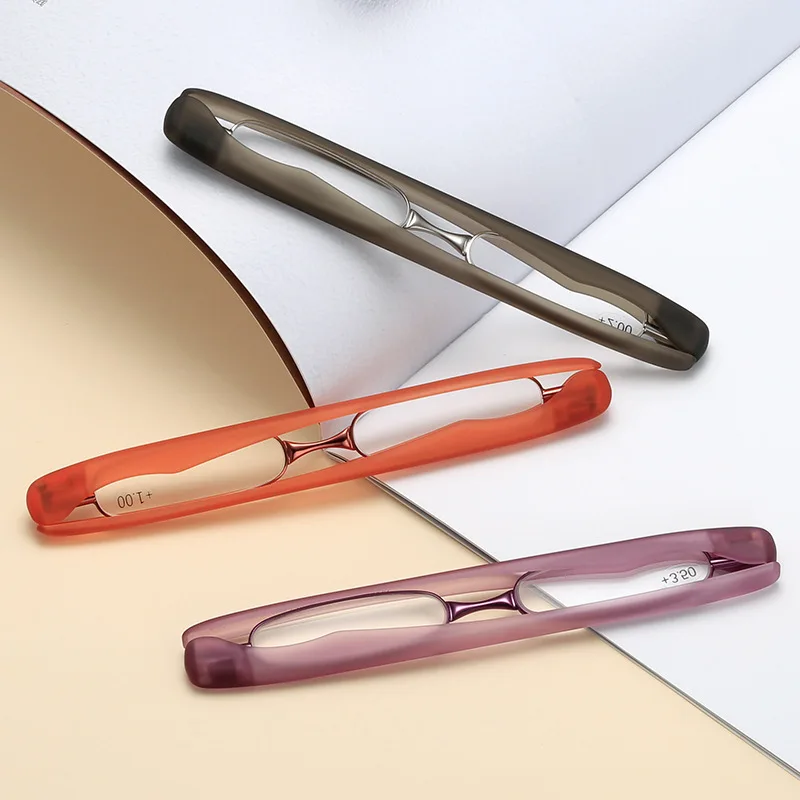 Wholesale 5 Colors PODREADER Men's Portable 360 Rotating Mini Reading Glasses Women Small Foldable Pocket Presbyopia Eyeglasses