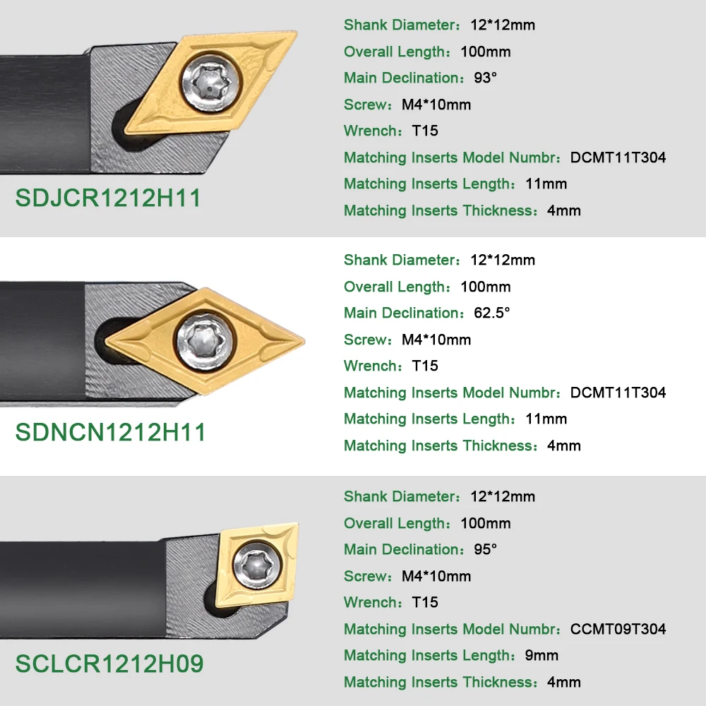 21PCS Shank Solid Carbide Inserts Wrench DIY Set Metal Steel Lathe Boring Bar Holder 10mm /12mm /16mm Turning Tool lathe Tools