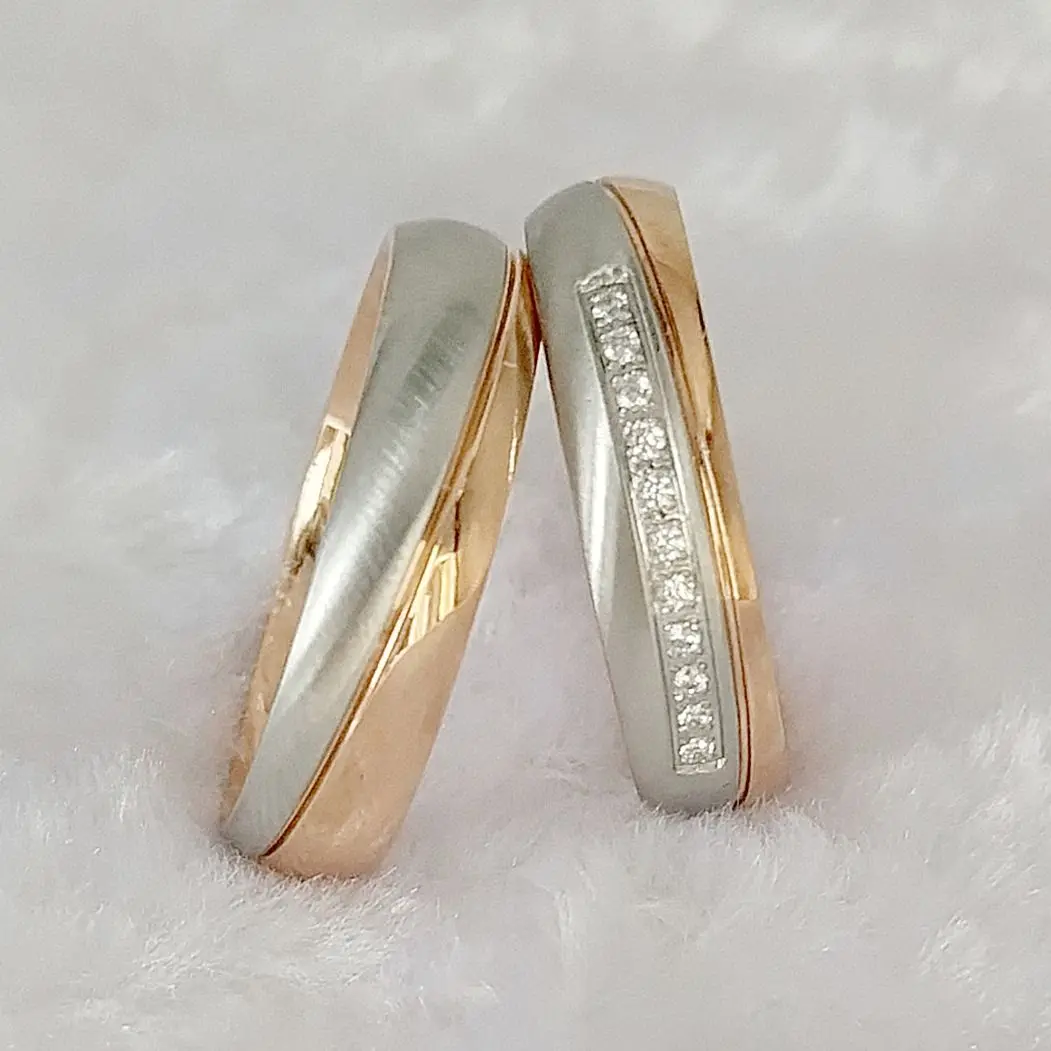 2023 High Quality Pure Handmade Beautiful Wedding new 2025 Rings Set For Men and Women Jewelry Rose Gold Plated Promise Couples Ring