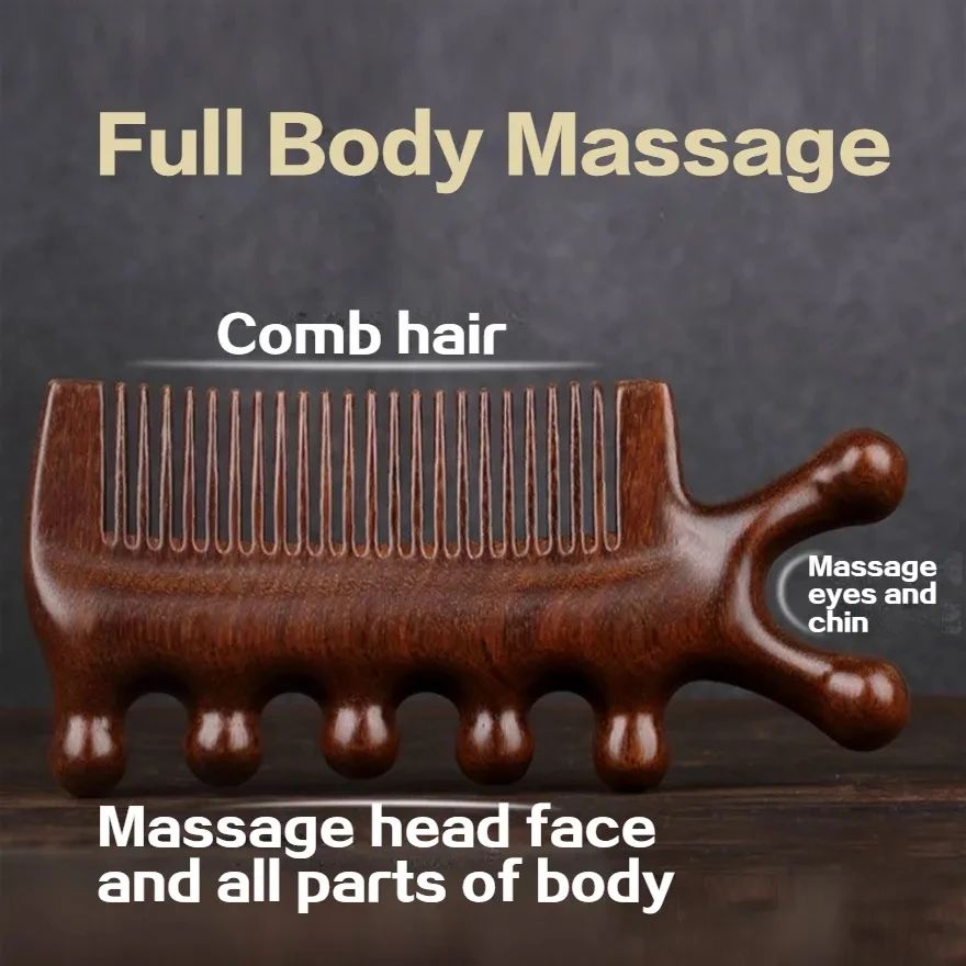 Meridian Massage Comb Sandalwood Head Meridian Scalp Massager Body Guasha Tool Anti-static Comb Eye Shoulder Neck Massager