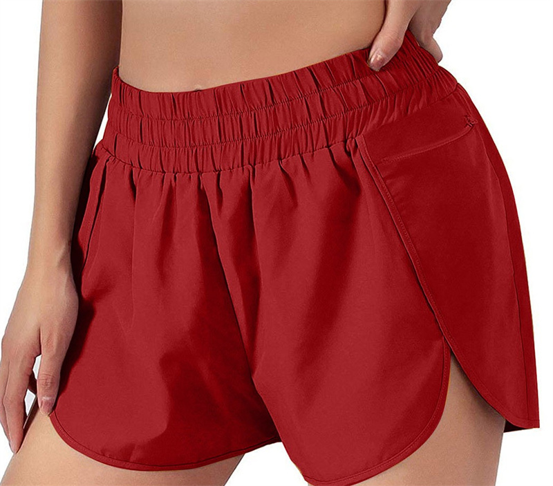 LM Womens Yoga Shorts Outfits High Waist Sportswear Exercise With Pockets Wear Short Pants Girls Running Elastic Prevent Wardrobe Culotte 807