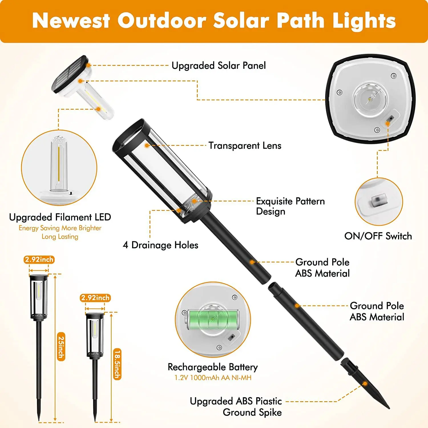 Solar Led Lights Outdoors Lighting Waterproof IP65 Garden Decorative Lamp Lighting for Yard Lawn Patio Garland Landscape Light - view 7
