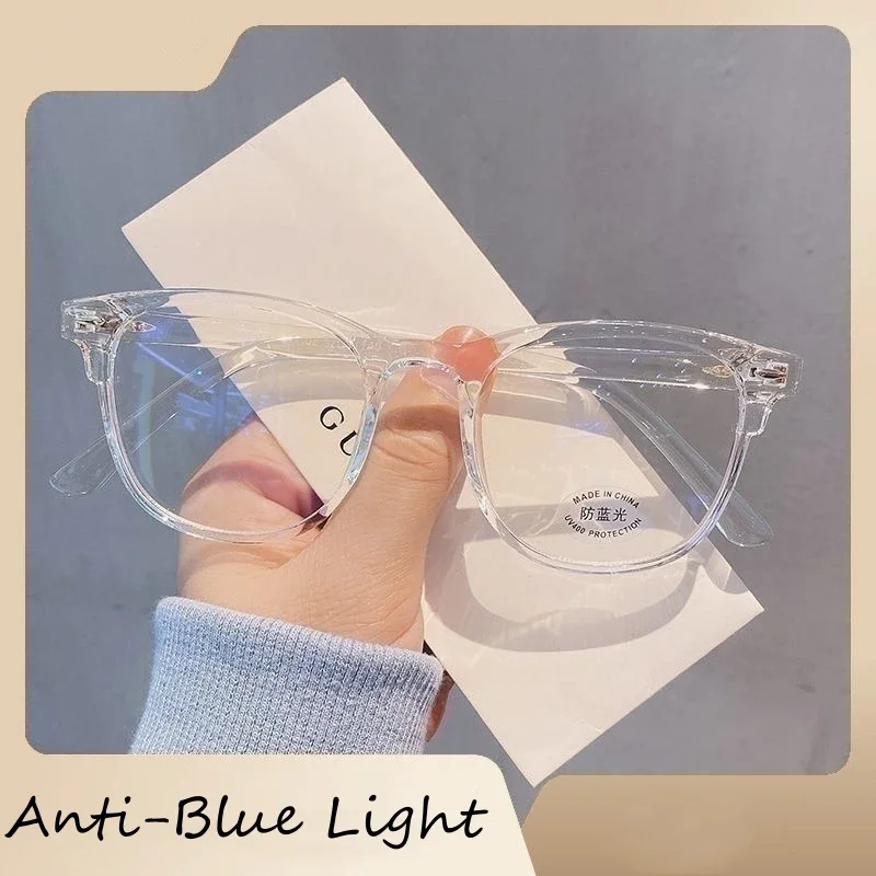 Luxury Anti Blue Light Computer Myopia Glasses Women Men Ultralight Clear Round Nearsighted Eyeglasses Diopters 0 To -6.0