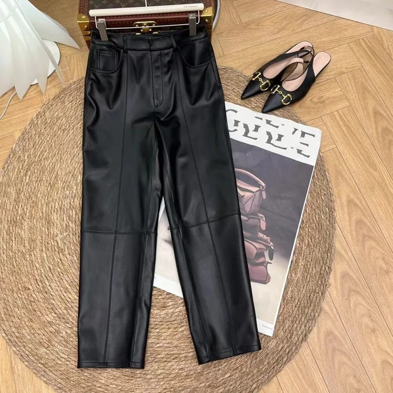 2023 2025 Women's Natural Sheepskin Leather Trousers 100% Sheepskin Genuine new Leather pants H304