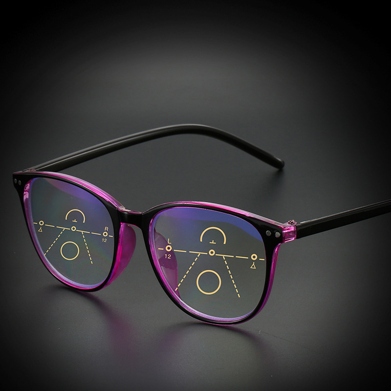 fff Progressive Light Anti Multifocal Blue Reading Glasses Women Men Full Frame Presbyopic Eyeglasses
