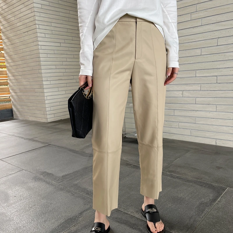 2023 2025 Women's Natural Sheepskin Leather Trousers 100% Sheepskin Genuine new Leather pants H304