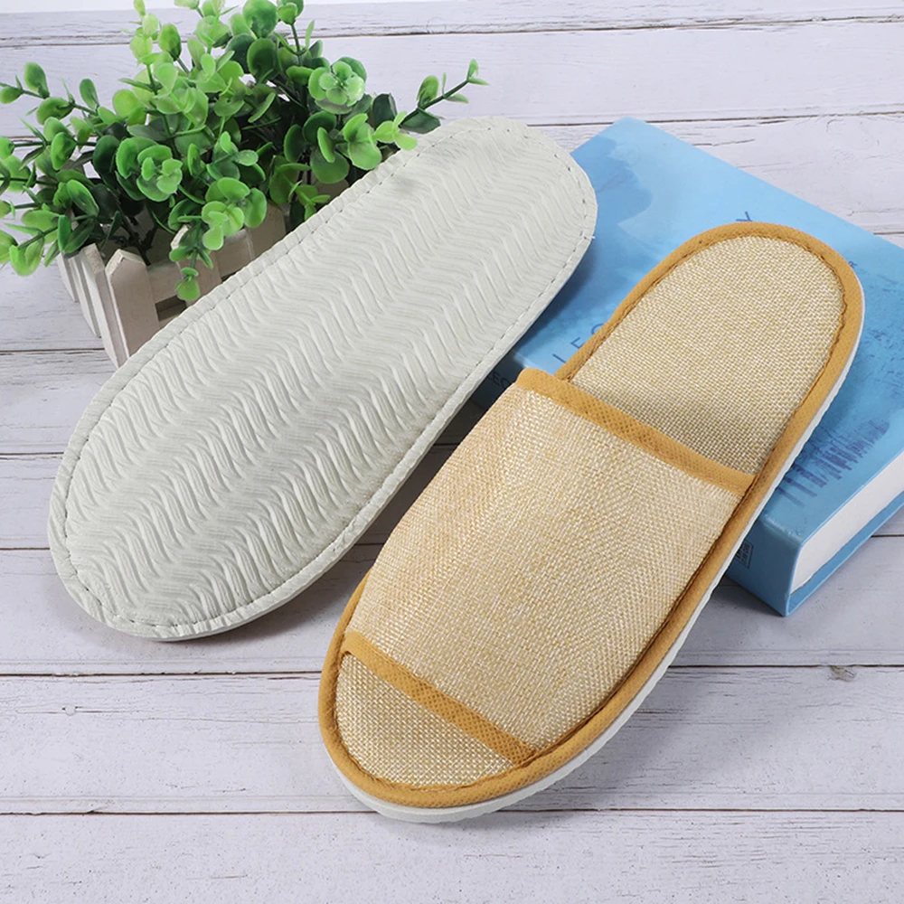 1pair Slipper Home Slippers Flip Flops Flax Slippers Bedroom House Shoes Footwear Unisex Slippers Non-slip Solid Color All-Seaon