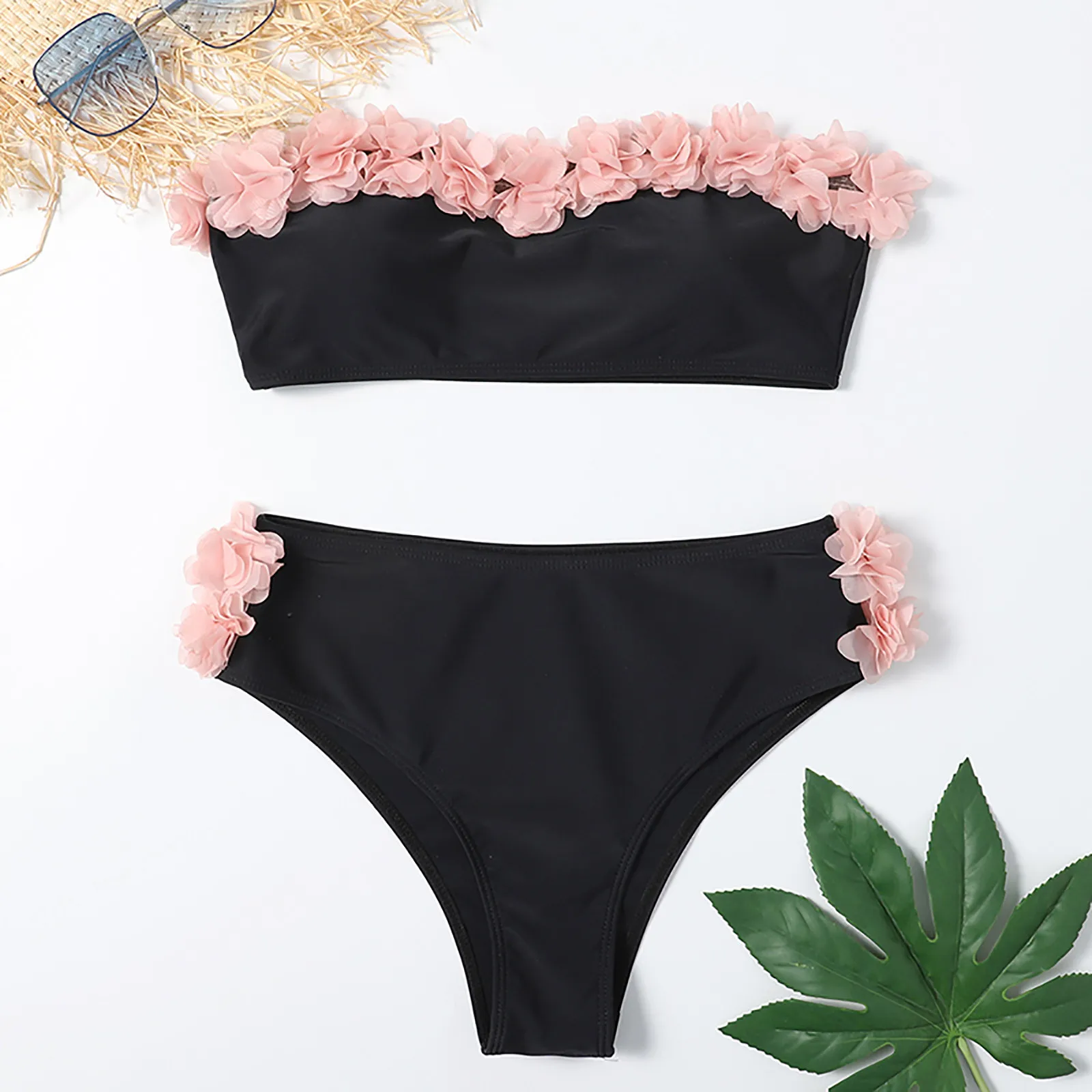 Plus Size Bikinis Set For Teens Swimsuit High Breast Contrast new 2025 Gradient Split Bikini Set Swimsuit Tummy Control Plus Size