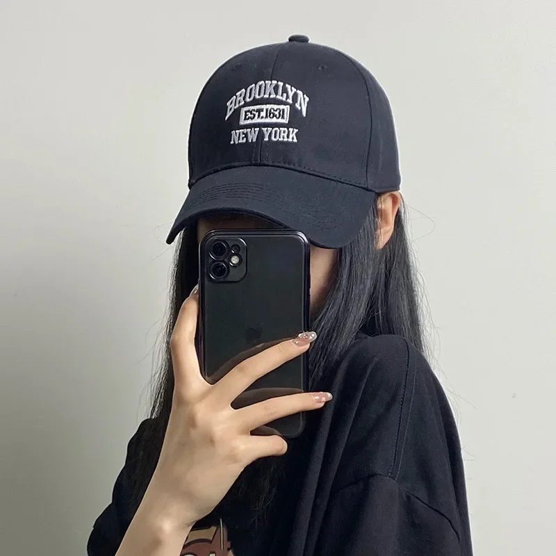 Letter Embroidered Baseball Cap Women Hard Top Big Brim Cap Outdoor Sunscreen Unisex Snapback Hat Sports Casual Men Hip Hop Hat