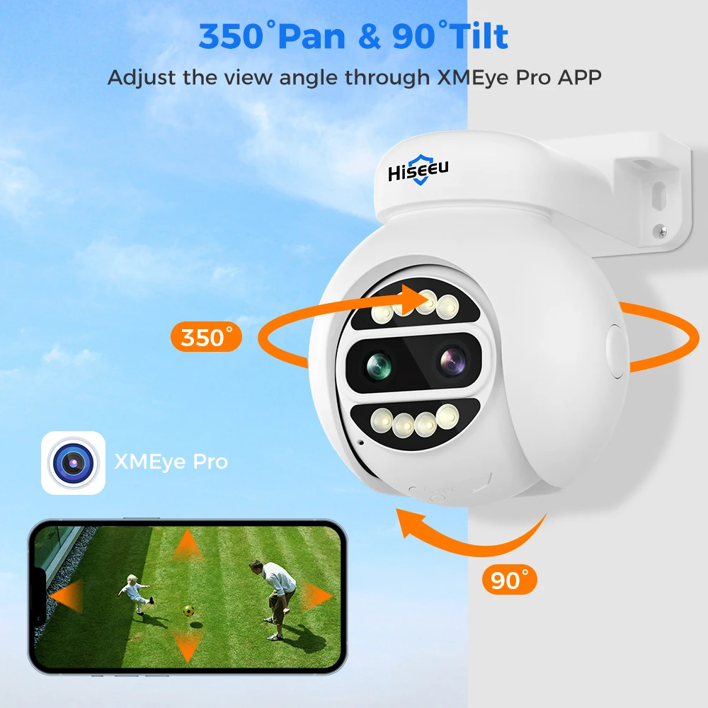 Hiseeu POE IP Camera 8X Zoom 4K 4MPx2 Dual Lens PTZ CCTV Security Video Surveillance Camera System XMeye 2 Way Audio Cameras
