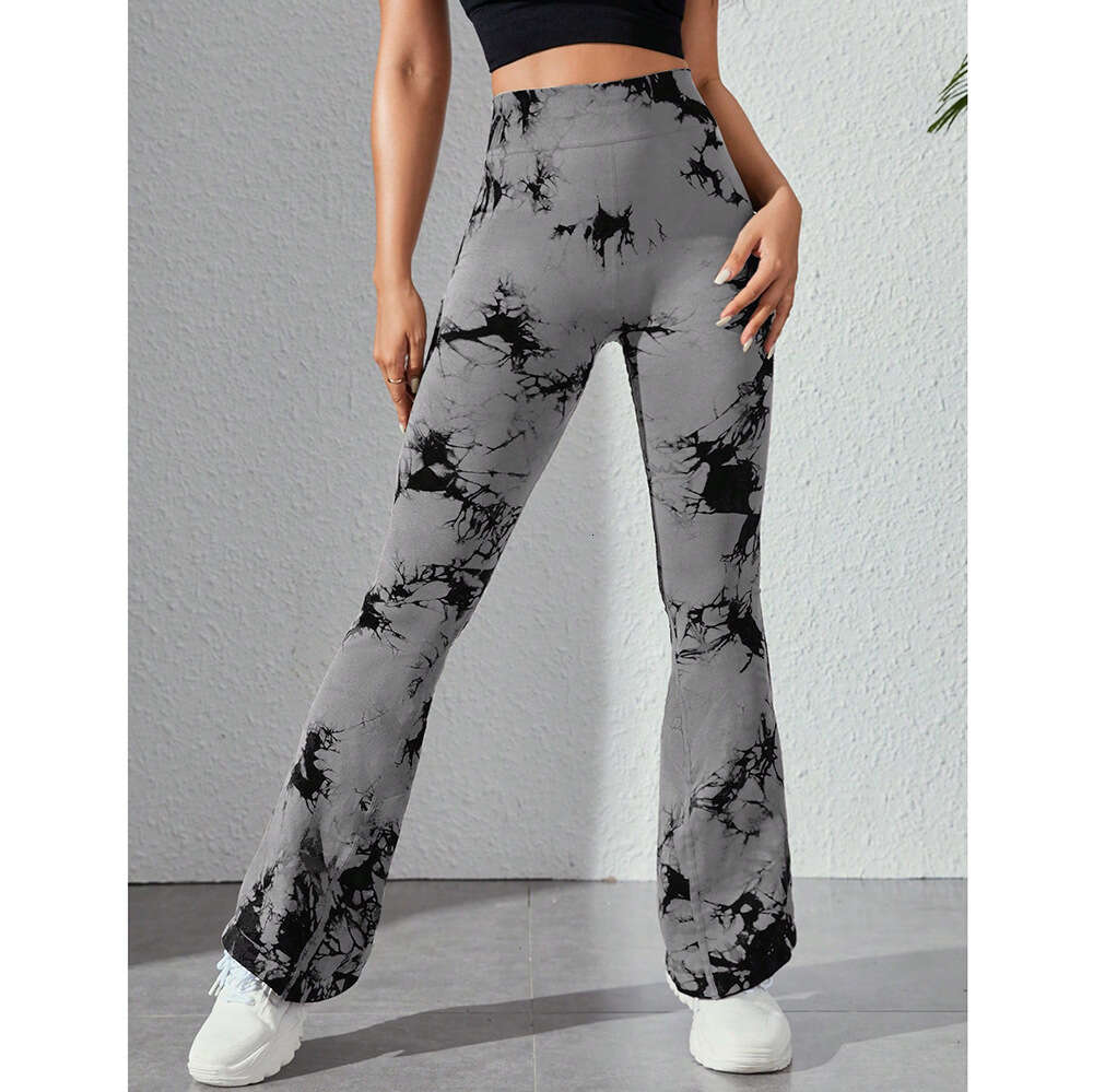 Tie Dyed Yoga Women's Wide Feet Flare Sports Leisure Fiess Running Bottom Long Pants