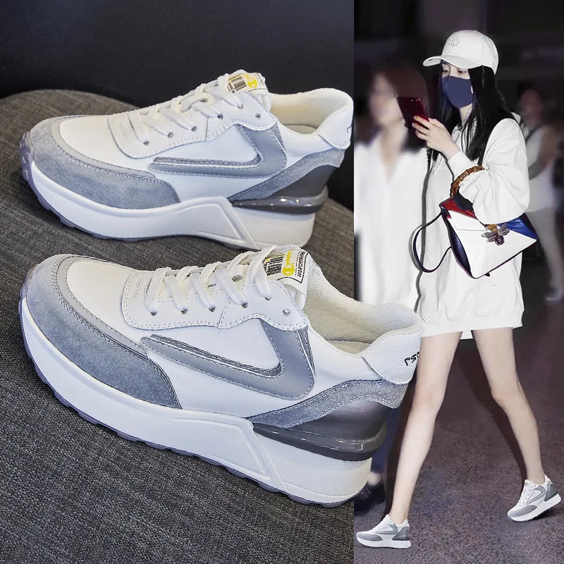 Women's hot Genuine Leather Stretch Wedge Hidden Heel Ankle Booties