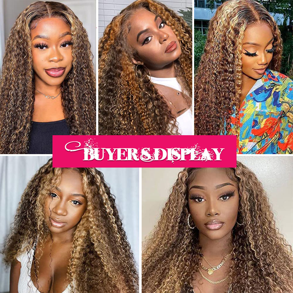 Luduna Bundles Human Hair Highlight Deep Wave Bundles Peruvian Human Hair Ombre Blonde Curly Bundles Hair Weave Extensions 30In 5cb7f