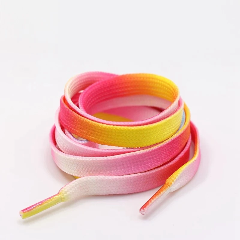 1Pair Colorful Shoelaces Rainbow Gradient Print Flat Shoe laces Chromatic Colour Sneakers Shoelace 80CM/100CM/120CM BC-1