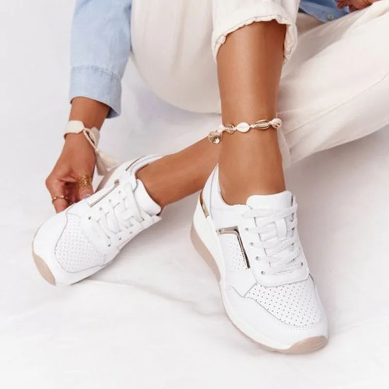 Sneakers Women 2023 Lace-Up Wedge Sport Shoes for Women Vulcanized Casual Platform Ladies Sneaker Tennis Female Zapatos De Mujer