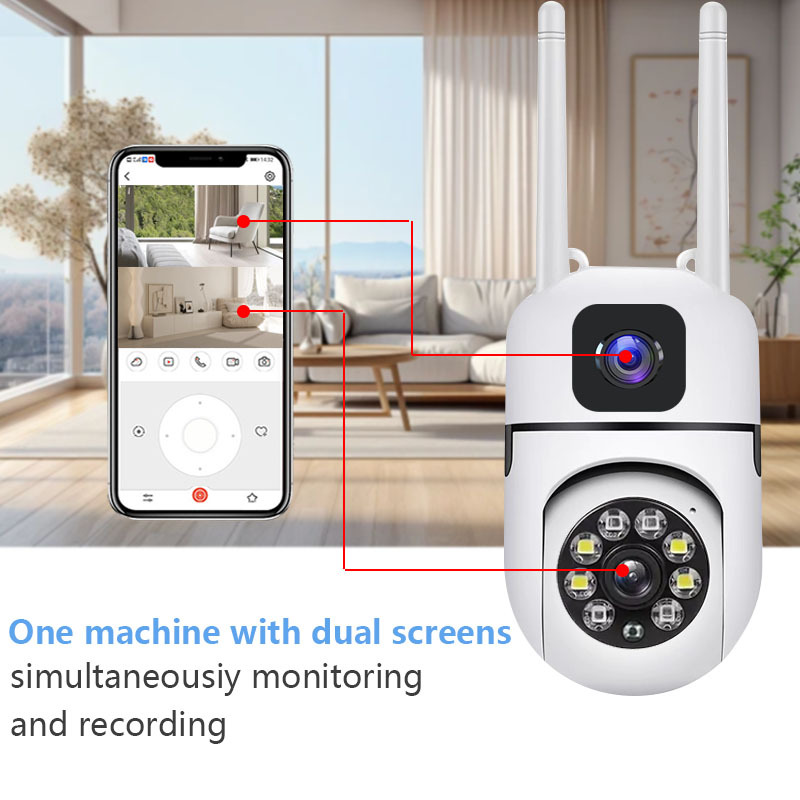 Dual Camera Security Cameras Ball Machine 4MP High Definition Night Vision Dual Screen Safety Protection Monitoring IP Camera