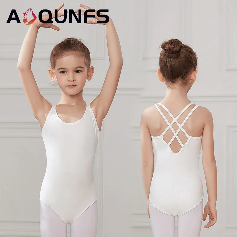 AOQUNFS Ballet Leotard For Girls new Dance Outfit 2025 Gymnastics Leotards Ballet Costumes Kids Bodysuit Criss-Cross Back Practice
