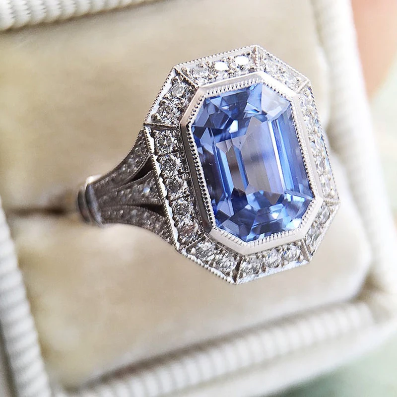 Huitan new Temperament Elegant Blue CZ Rings for Lady Wedding Bands Rings Sparkling Anniversary Gift 2025 Statement Jewelry 2023