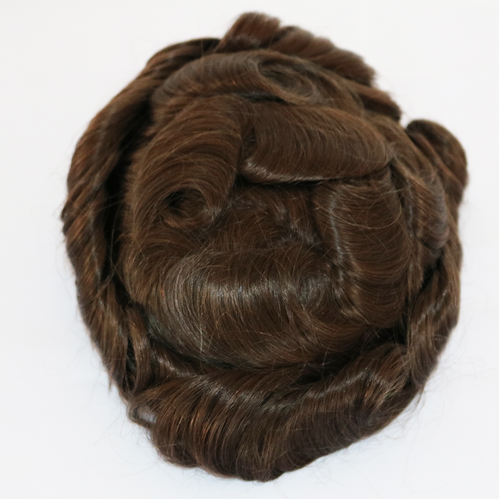 Swiss Lace & Skin Pu Mens Wig Natural Hairline Lace Front Male Toupee 100% Indian Remy Human Hair Q6 System Black Unit For Men