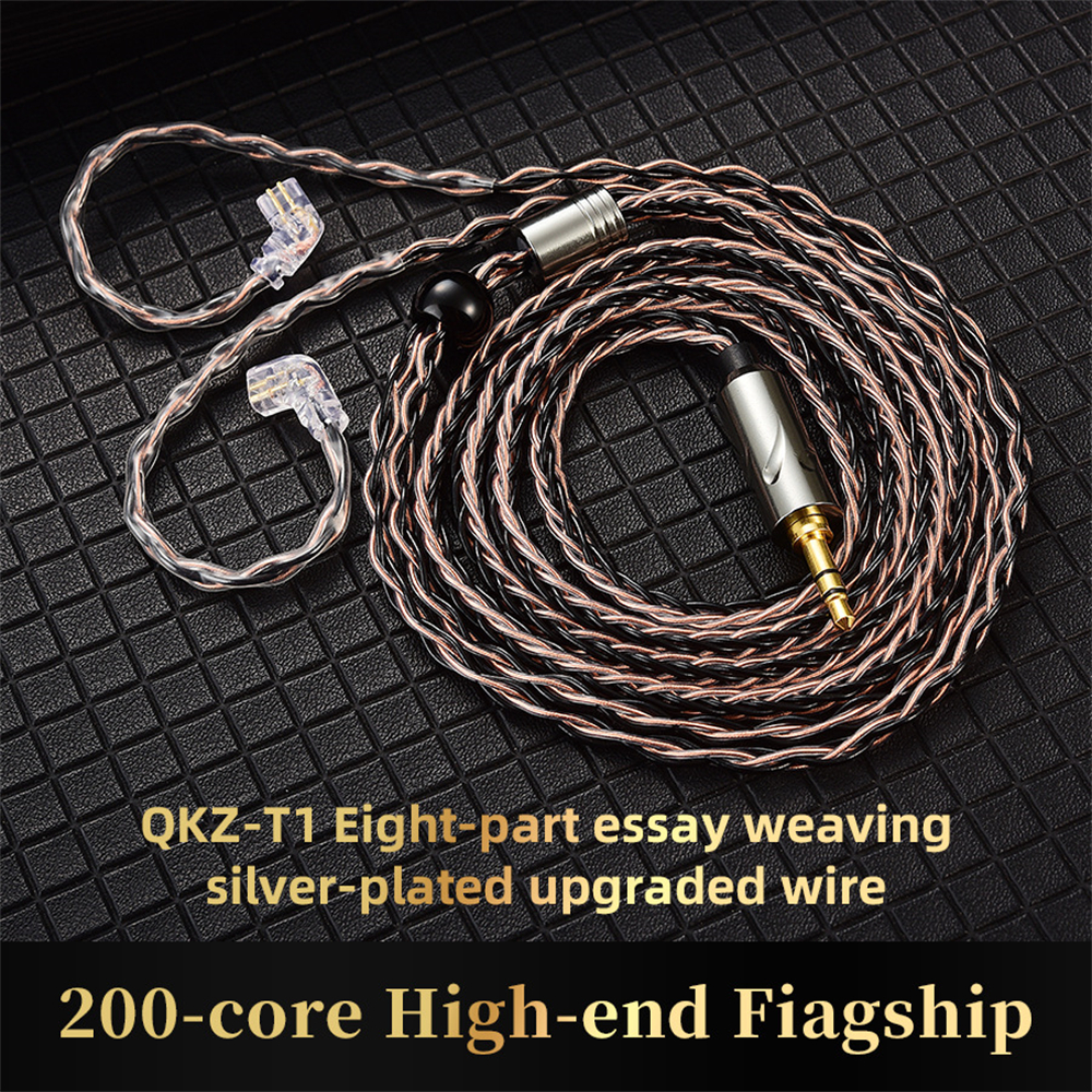 QKZ T1 8 Core TC Sier Plated Upgraded Wire Cable MMCX 2 Pin Connector Use For new QKZ ZXN ZXT ZXD ZX2 ZAX2 2025 ZX1 ZX3 3.5mm Earphone
