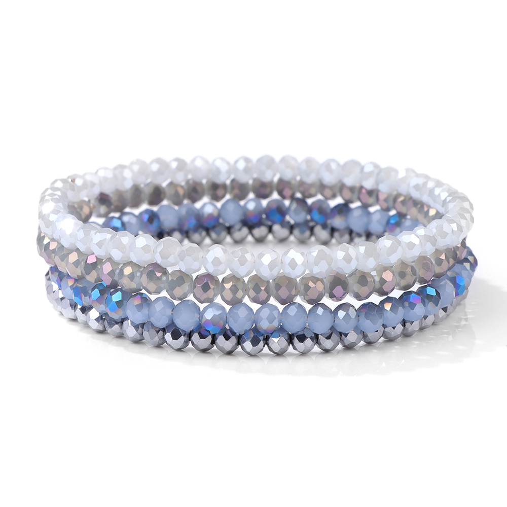 Blue Crystal Beads Bracelet Set For Women Men Transparent Colorful 2025 Crystal Glass new 3x4mm Beads Stretch Bracelet Handmade Jewelry