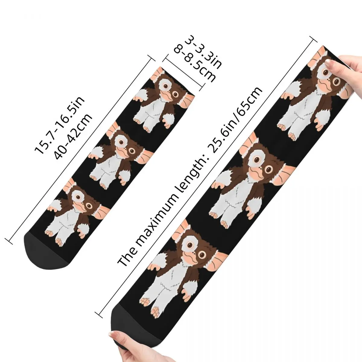 Cute Little Gizmo Funny Men's Socks Vintage Gremlins Gizmo Horror Film Hip Hop Crazy Crew Sock Gift Pattern Printed