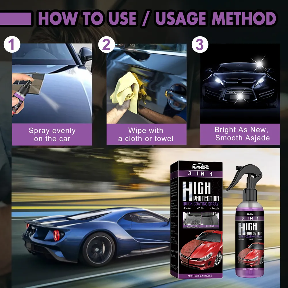 3 In 1 Car Ceramic Coating Spray 100ml Auto Nano Ceramic Coating Car Nano Spray Car Scratch Repair Body Compound Scratch Repair