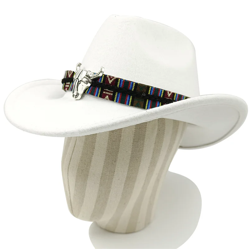 White 2025 Cowboy Hat New new Jazz Top Cowboy Head Accessories Cowboy Hat Felt Hat New Men's and Women's Outdoor Hat Knight Hat