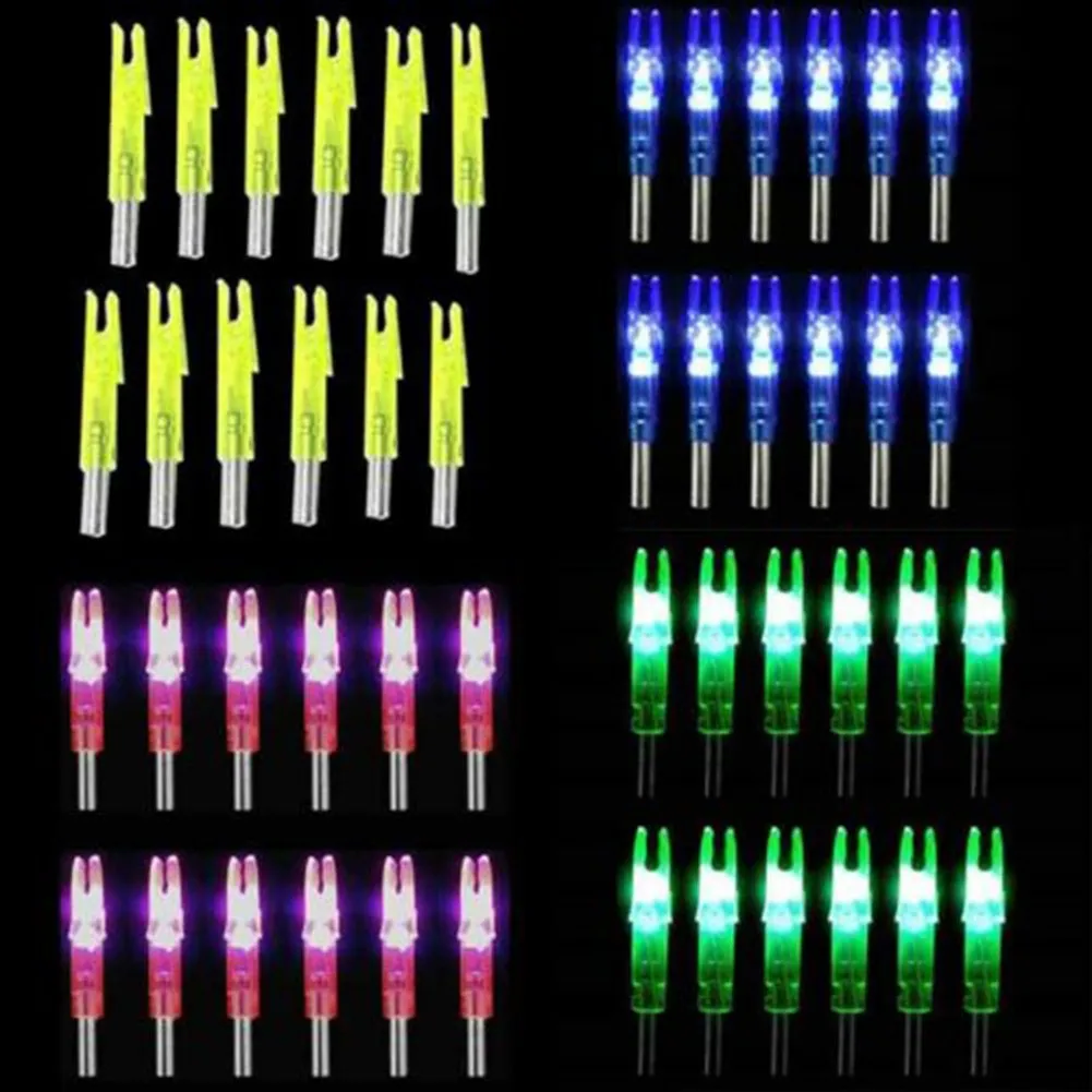 12pcs LED Arrow Nock Tail Multicolor 48 Hours Lighted Nocks 6.2mm Light Weight For Light Accessories