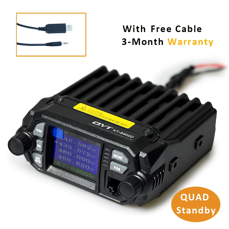 QYT KT-8900D Walkie Talkie 25W Dual Band VHF/UHF 136-174/400-480MHz Quad Watch 10km Car Mobile Radio