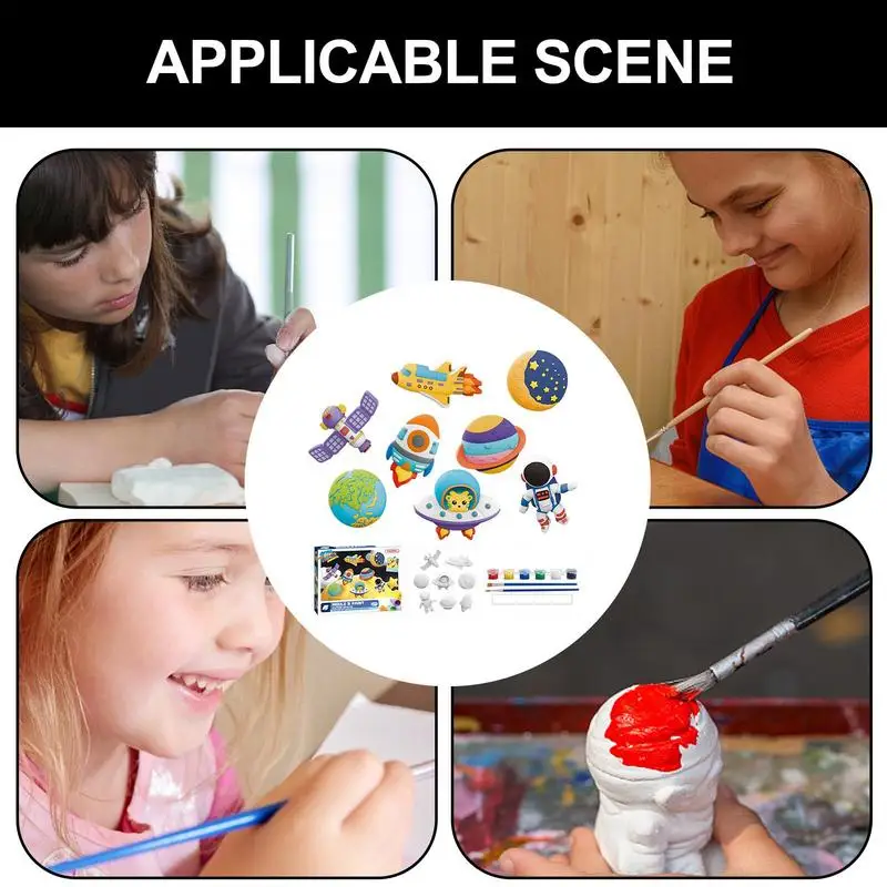 Plaster Figurines To Paint 8Pcs Paintable Toy Kit For Craft Making Activity Kids Painting Accessories DIY Toy Set For Themed