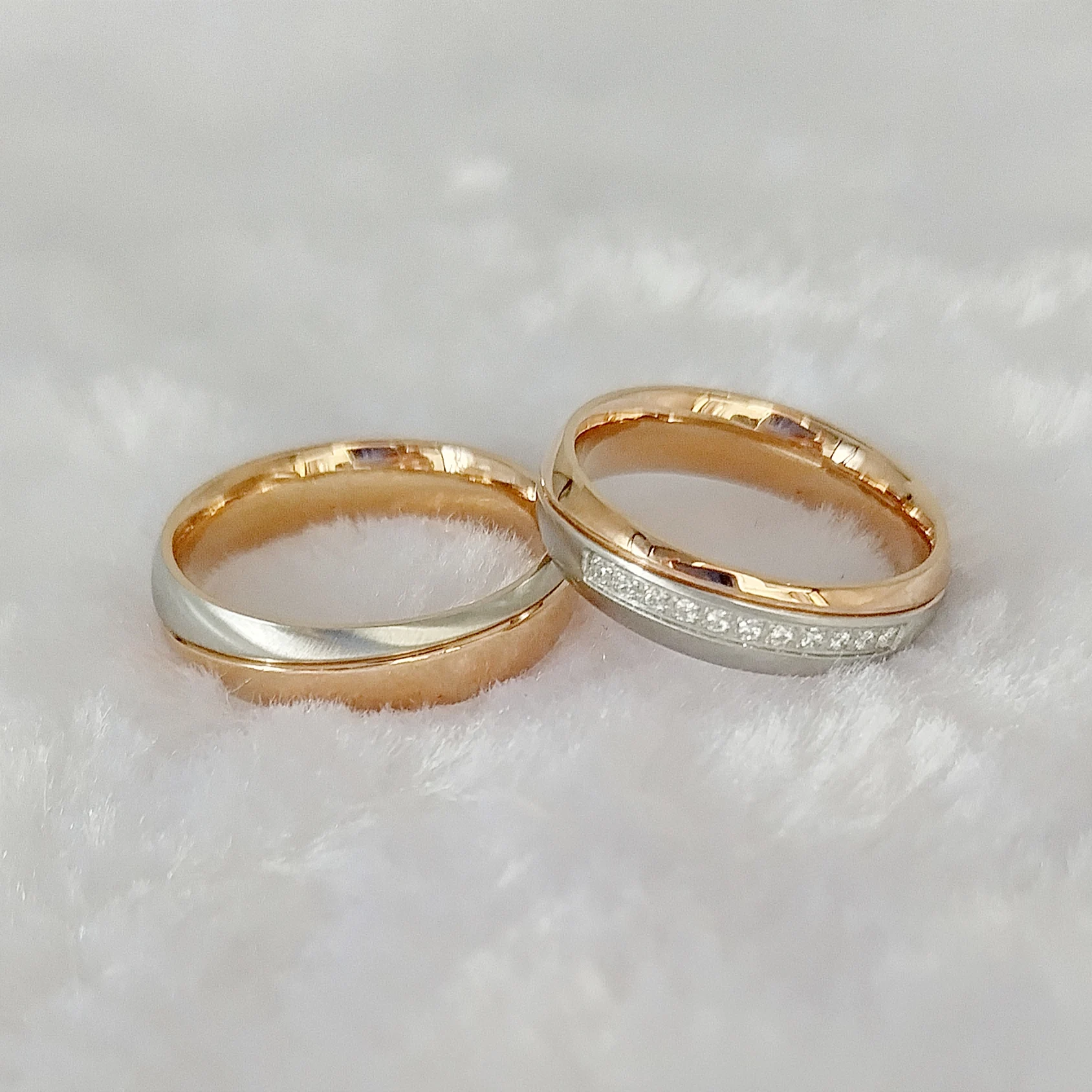 2023 High Quality Pure Handmade Beautiful Wedding new 2025 Rings Set For Men and Women Jewelry Rose Gold Plated Promise Couples Ring
