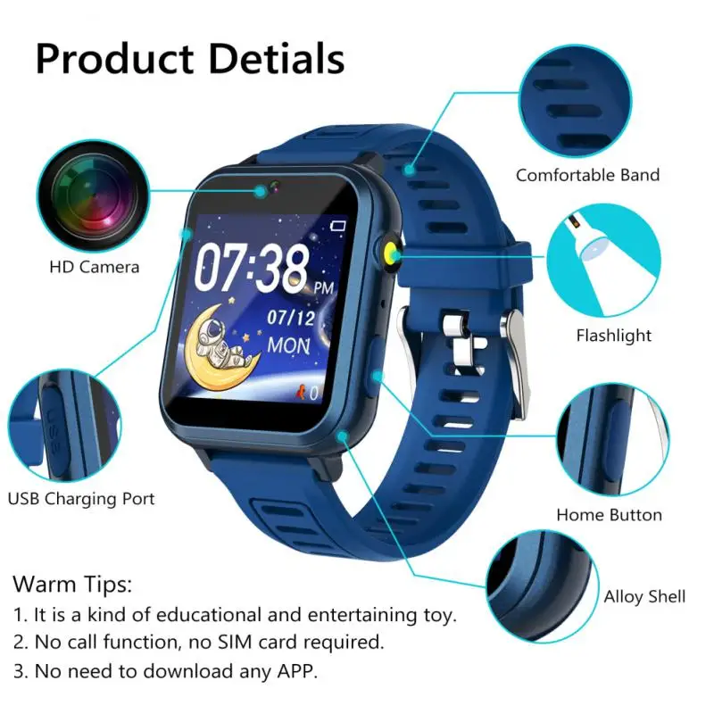 Hot 2025 Kids Smart Watches With 16 new Games Camera Music Alarm Flashlight Step Count Birthday Gifts For Age 3-12 Boys Girls