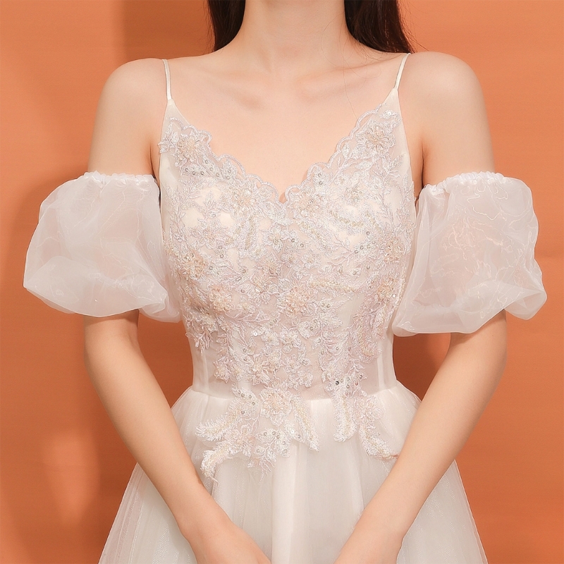 Detachable Bridal Puff Sleeves Wedding Removable Short Sleeves White Handmade Elegant new 2025 Wedding Bridal Arm Decorations