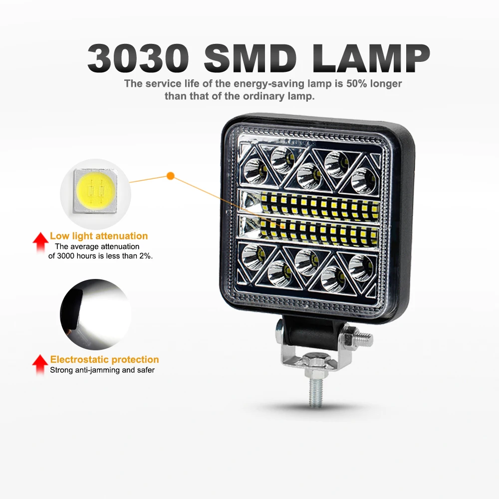 NLpearl 4" 102W Car LED Bar Work Light 12V 24V Spot Flood Flash Off Road Truck Boat 4x4 Atv Suv Driving Fog Headlights